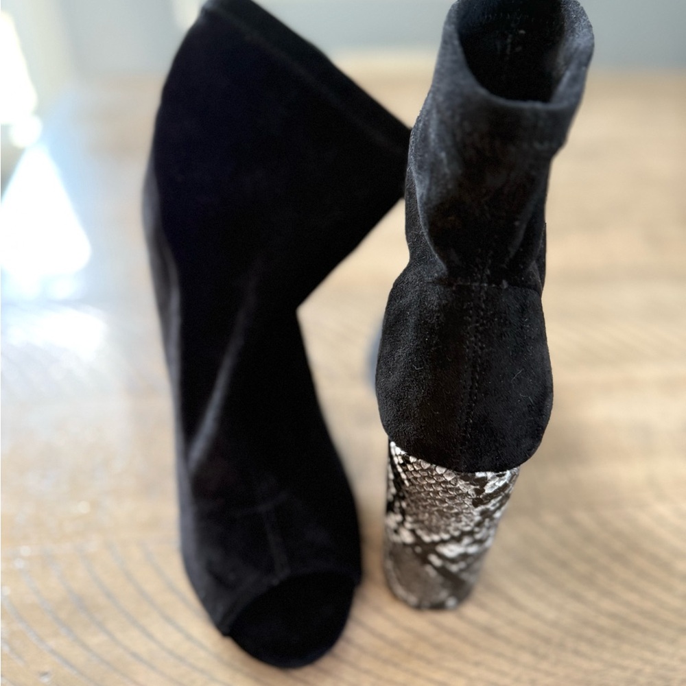 Elegant Black Peep-Toe Ankle Boots